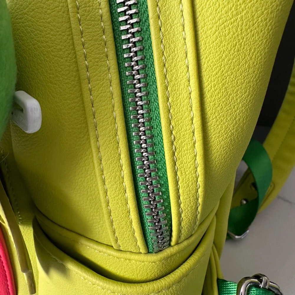 Sanrio Loungefly Keroppi Frog Mini Backpack Green Red Striped with Plush Charm
